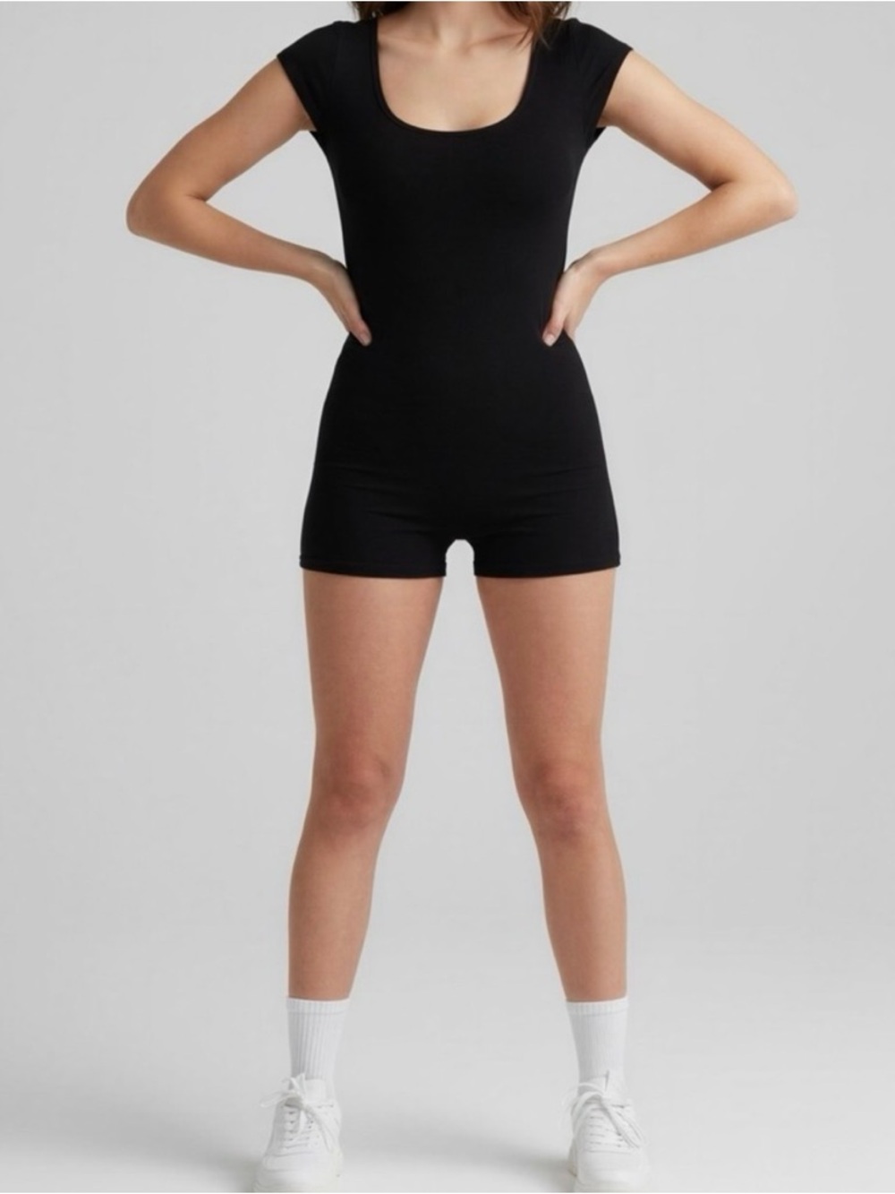 ARE YOU AM I Juna Open Back Bodycon Fit Romper Black